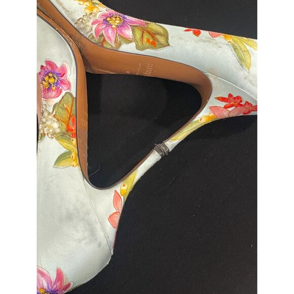 ~ Palter DeLiso 39 Monet Floral Silk Pump Size IT Italy Italian Heels Stiletto - Picture 15 of 16